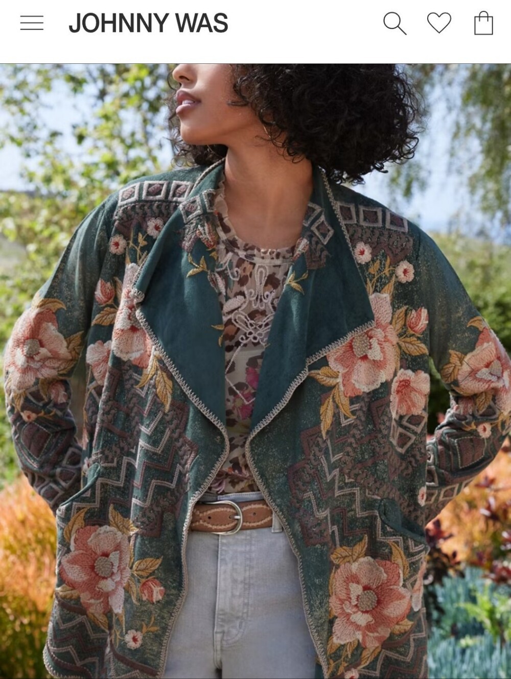 Johnny Was Black "Biya" Floral-Print Open Cardigan - Picture 5 of 9